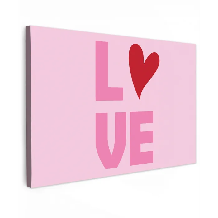 Love - Roze - Hart - Valentijn Tuinposter op houten frame 2 cm dik klein -3d