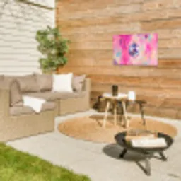 Discobal - Pink - Verf Tuinposter op houten frame 2 cm dik klein -sfeer2