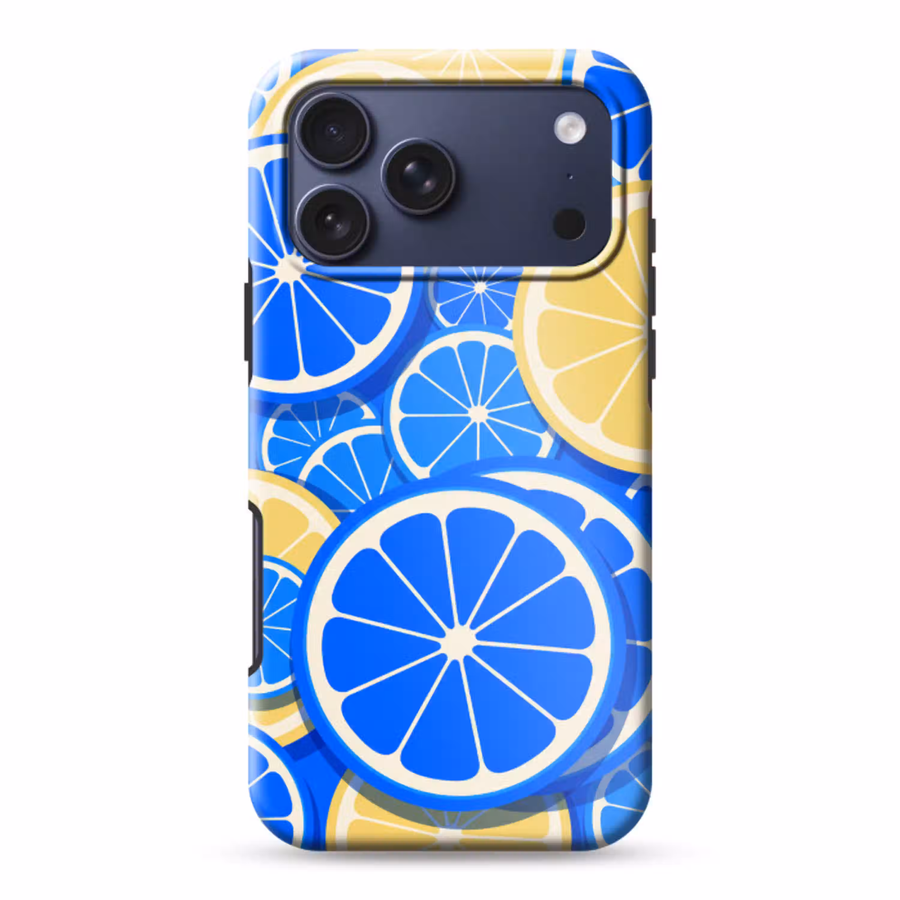 Fruit - Schijven - Patroon - Modern - Blauw - Geel Toughcase MagSafe Apple iPhone 17 Pro Max klein -3d