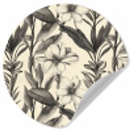 Klassiek - Botanisch - Zwart - Beige Wandcirkel behangsticker klein 186 -3d