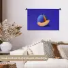 Meloen - Blauw - Oranje - Kunstzinnig Wandkleed katoen klein -sfeer1
