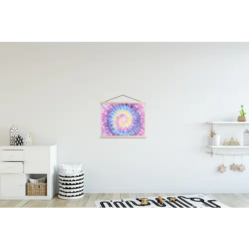 Spiraal - Tie dye - Pasteltinten textielposter latten blank klein -kinderkamer