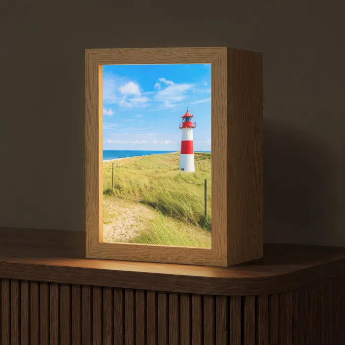 Vuurtoren - Duinen - Strand - Zee - Zomer Light Box met kabel (Tafellamp) klein -z3d_website