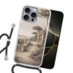 Terras - Stad - Uitzicht - Rivier Hoesje iPhone 16 Pro Max met koord klein -sfeer1