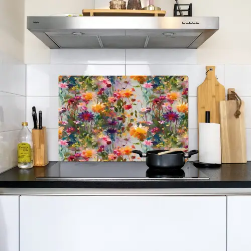 Zomers - Kleurrijk - Patroon - Bloemen Inductie beschemer met haakjes klein 777 -sfeer2