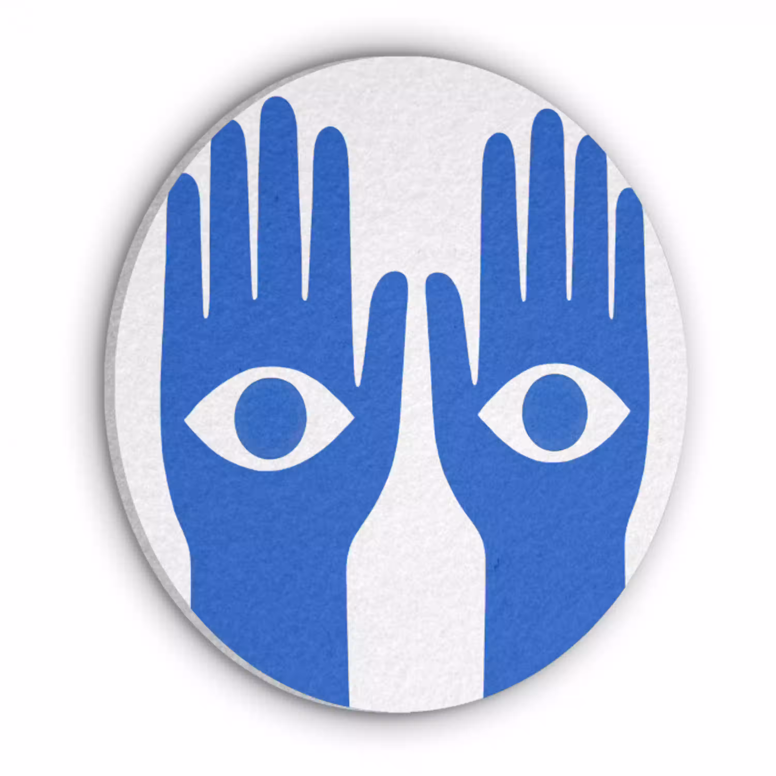 Handen - Twee - Ogen - Blauw Akoestische PET Vilt - Rond klein -3d
