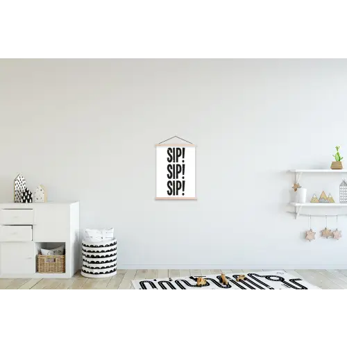 Vintage - Japandi - Decoratie - Black textielposter latten blank klein -kinderkamer