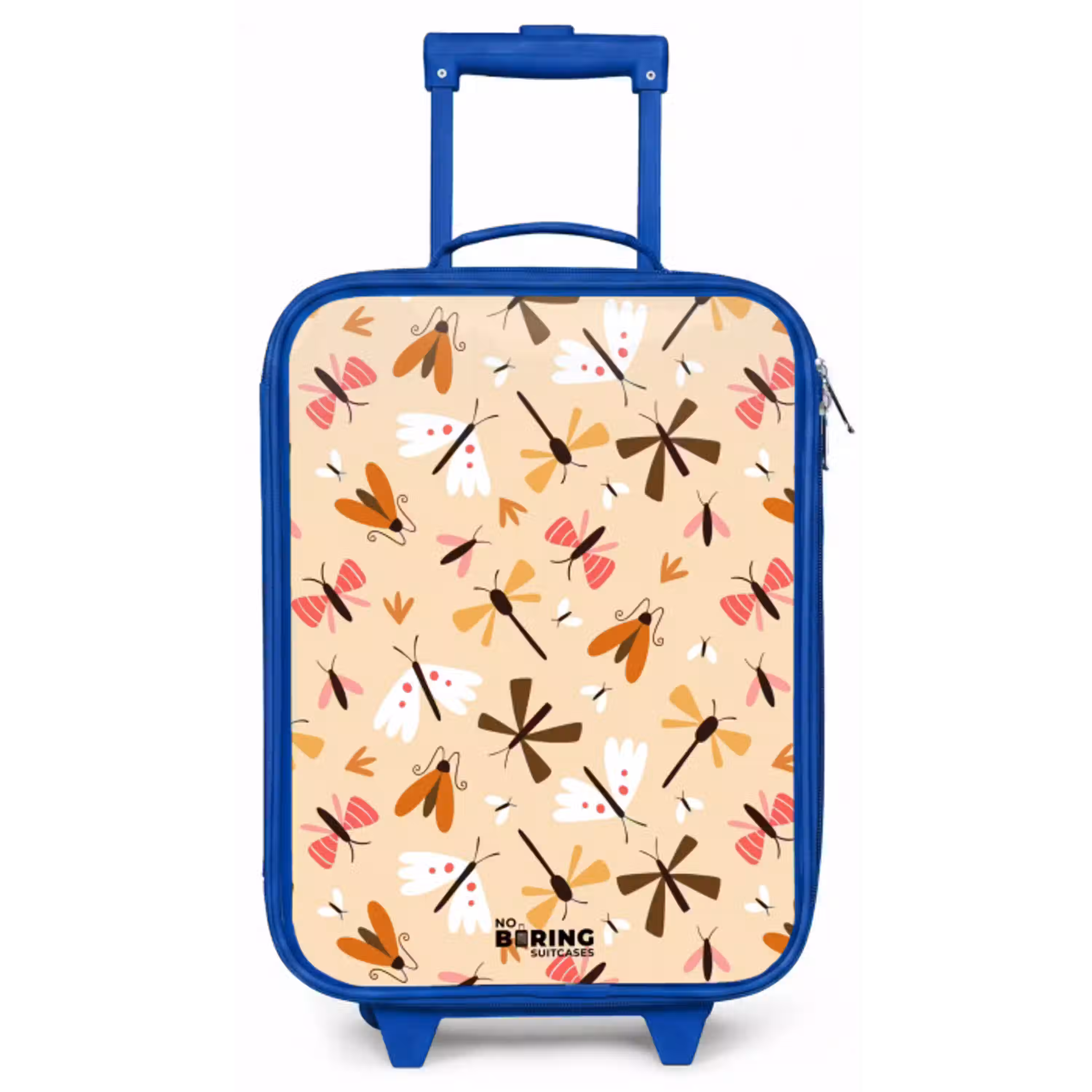 Insectenpatroon in bruin, roze en oranje op beige achtergrond Kinderkoffer - Blauw klein -zz3dotto