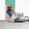 Dobbelstenen - Kleurrijk - Getallen - Stipjes fotobehang vinyl groot -slaapkamer