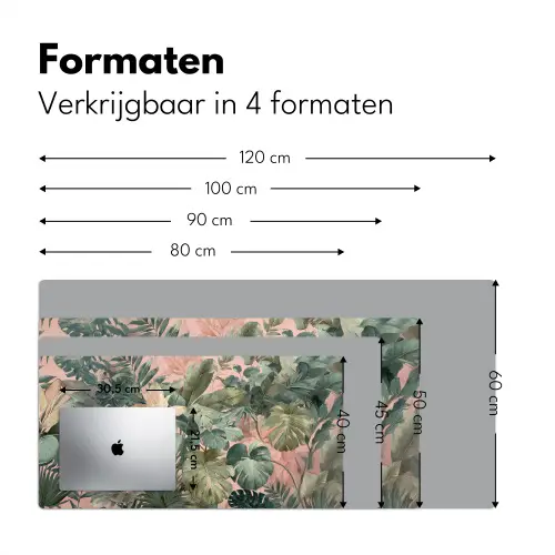 Compositie van bladeren - Groen - Roze Muismat XXL klein -sfeer5