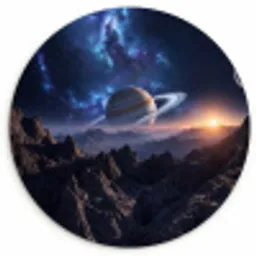 Fantasy - Kosmos - Landschap Wandcirkel kunststof plaat 5mm dik klein -3d
