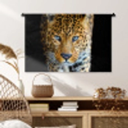 Luipaard - Dieren - Portret - Wilde dieren - Zwart Wandkleed katoen middel -sfeer5