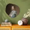 Portret van een meisje in het blauw - Schilderij van Johannes Cornelisz. Verspronck Wandcirkel Organisch Forex 3mm klein -sfeer2