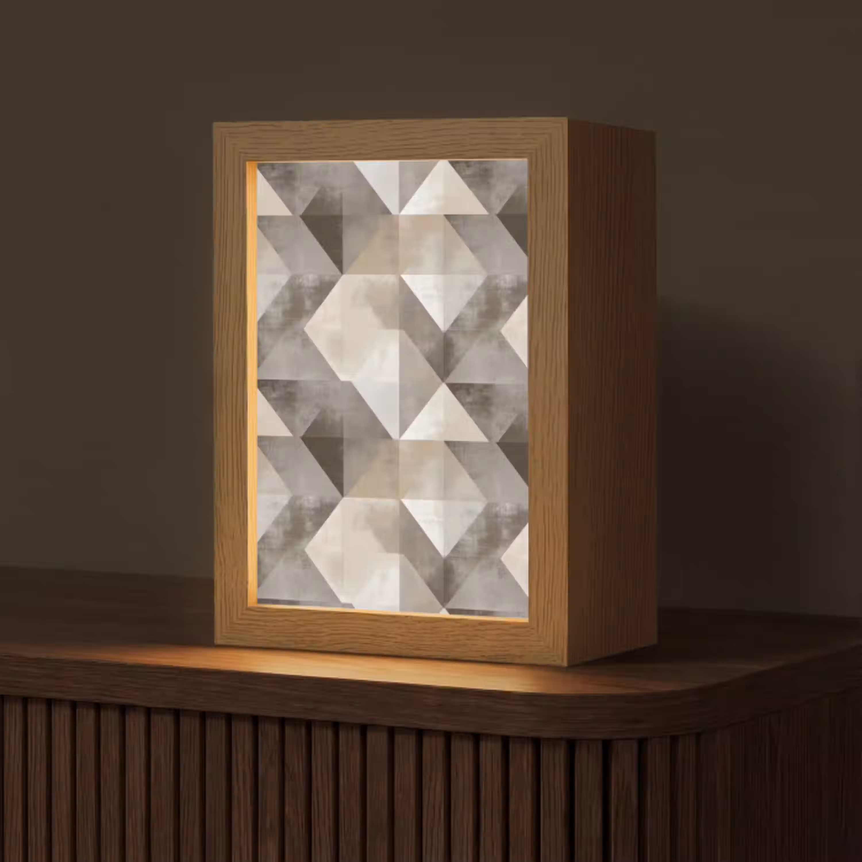 Geometrisch - Motief - Aardetinten Light Box met kabel (Tafellamp) klein 925 -z3d_website