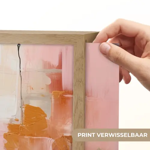 Verf - Roze - Oranje - Abstract - Kunst Light Box met batterij (Wandlamp) middel -USP_websiteprintNL