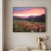 Bloemen - Bergen - Landschap - Nacht - Lucht - Roze Textielframe zwart klein -sfeer2