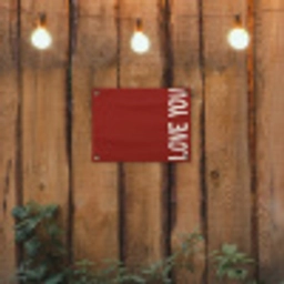 Schuin - Loveyou - Rood tuinposter los doek klein -sfeer1