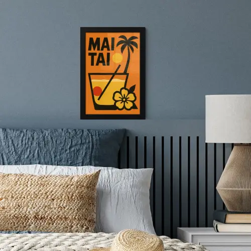 Palmboom - Bloem - Art - Drink fotolijst zwart zonder passe partout klein -sfeer3