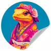 Bloemenkrans - Hagedis - Kimono - Paars Wandcirkel behangsticker klein -3d