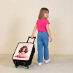 Prinses in een roze jurk met kroon Kinderkoffer - Zwart klein -sfeer1