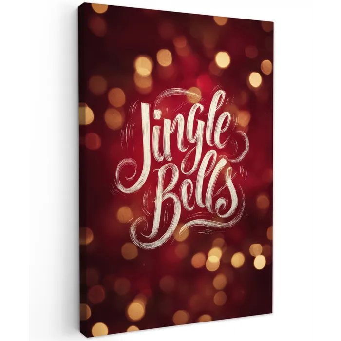 Jingle - Bells - Kerst - Rood Tuinposter op houten frame 2 cm dik klein -3d