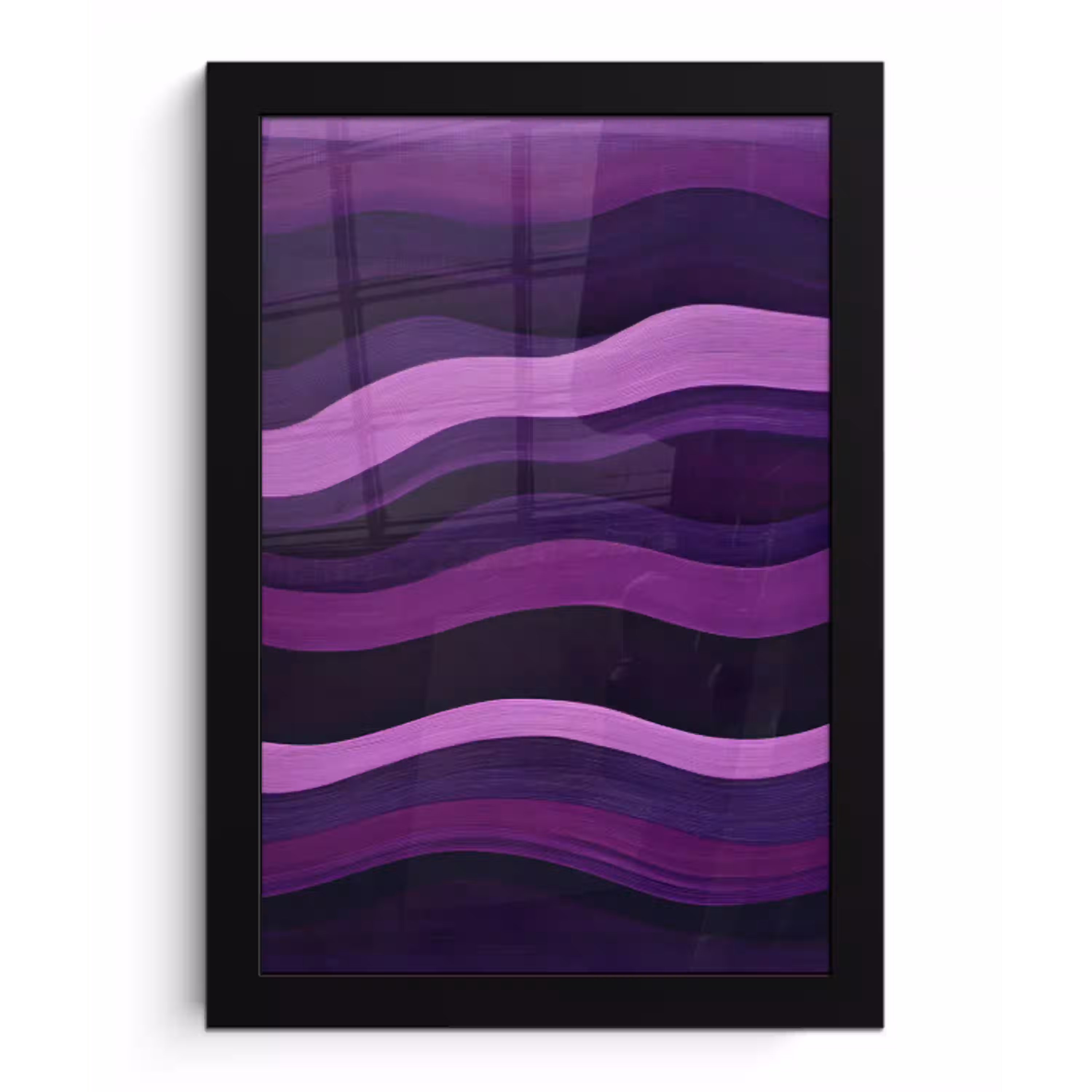 Lijnen - Golven - Paars - Abstract fotolijst zwart zonder passe partout klein -3d