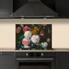 Stilleven met bloemen in een glazen vaas - Schilderij van Jan Davidsz. de Heem keuken achterwand spatscherm klein -sfeer1
