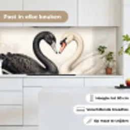 Zwanen - Hartvorm - Dieren keuken achterwand 2 middel -sfeer4_NL