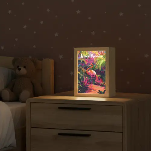 Flamingo - Tropisch - Dier - Bladeren Light Box met kabel (Kinderlampje) klein -sfeer1_kind