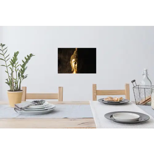 Buddha - Boeddha beeld - Goud - Spiritueel - Zwart Muursticker klein -eettafel