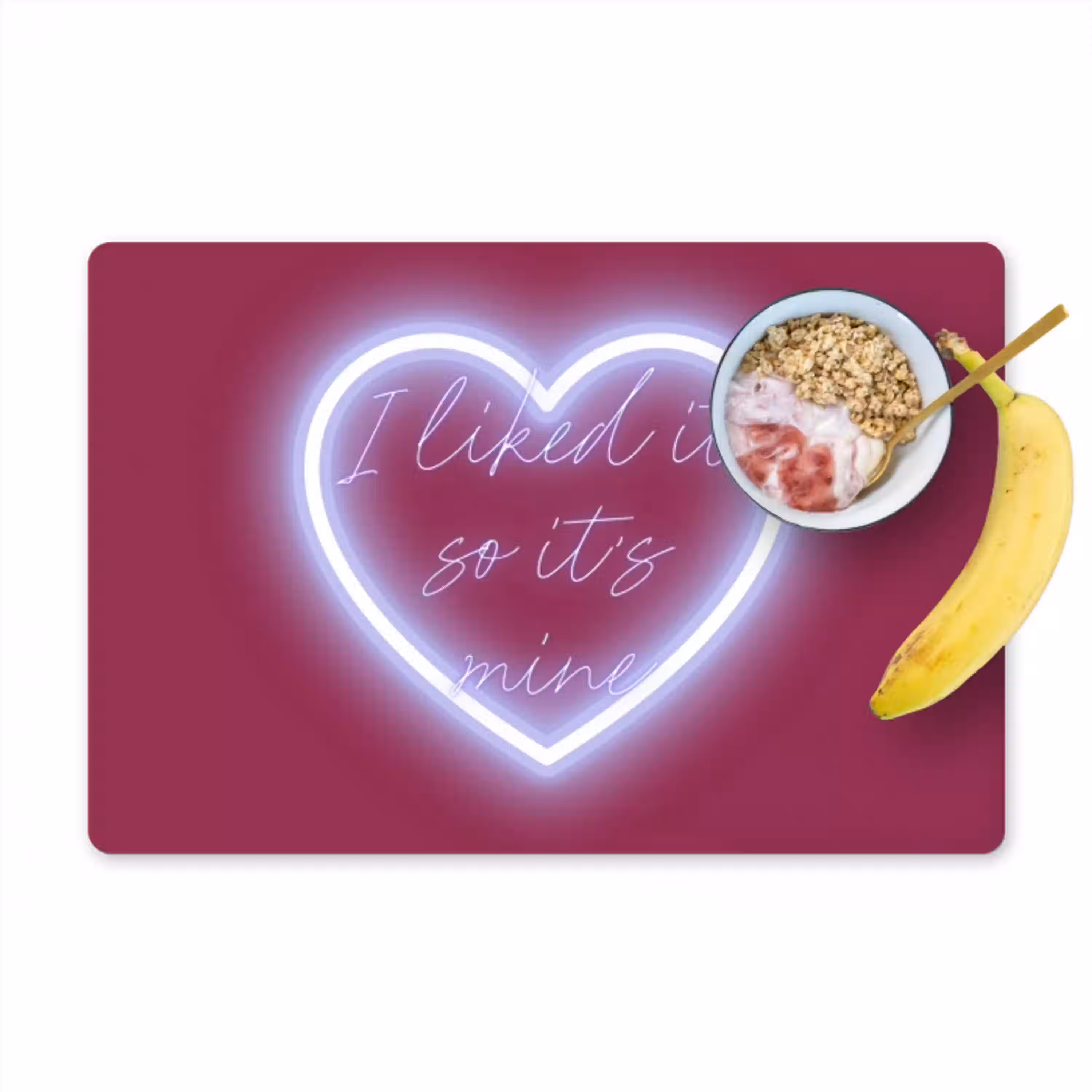 I liked it so it's mine - Neon hart - Roze Placemat vinyl groot -zzzproduct_Kitchenyeah-website