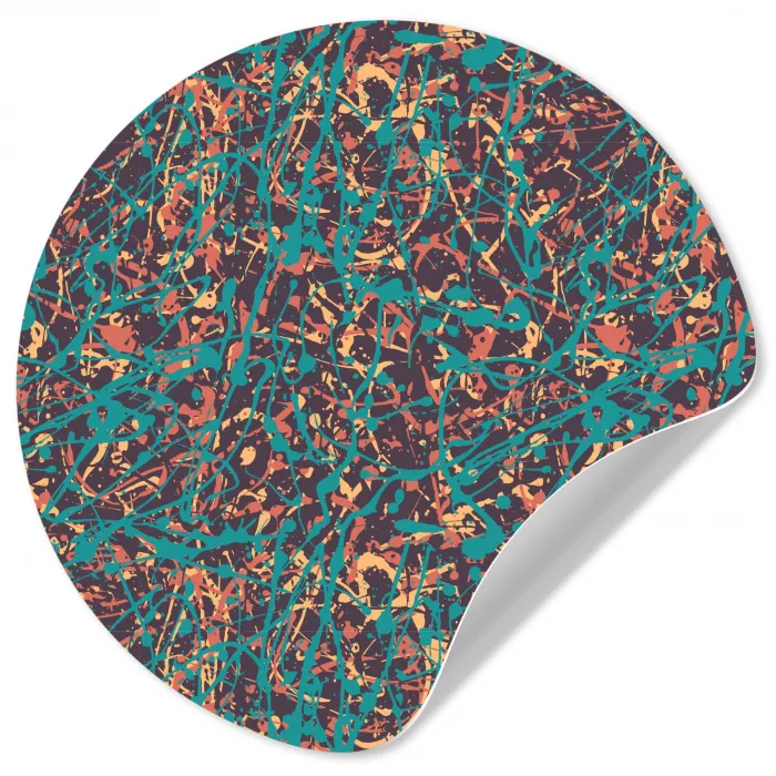 Spat - Abstract - Oranje - Groen Wandcirkel behangsticker klein 186 -3d