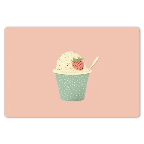 Bakje - Ijs - Aardbei - Roze Placemat vinyl groot -zzsfeer1_Kitchenyeah-website
