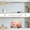 Bloemen - Watercolor - Roze - Abstract - Kunst keuken achterwand spatscherm klein -voor_na_FR