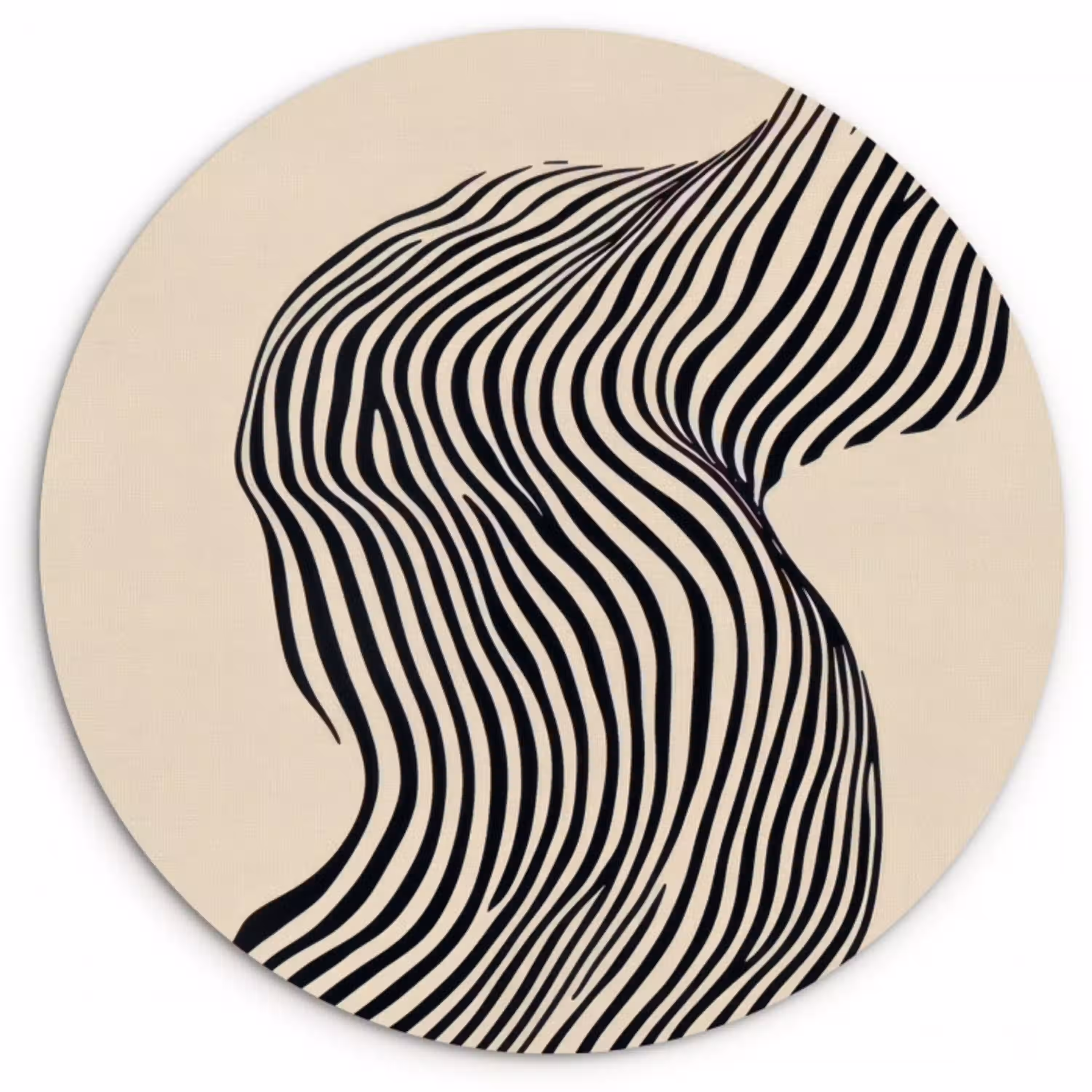 Golvend - Lijnen - Abstract - Silhouet Wandcirkel kunststof plaat 5mm dik klein -3d