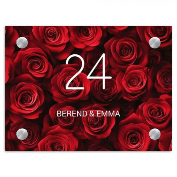Rode rozen - Klassiek Naambord Rechthoek middel -3d