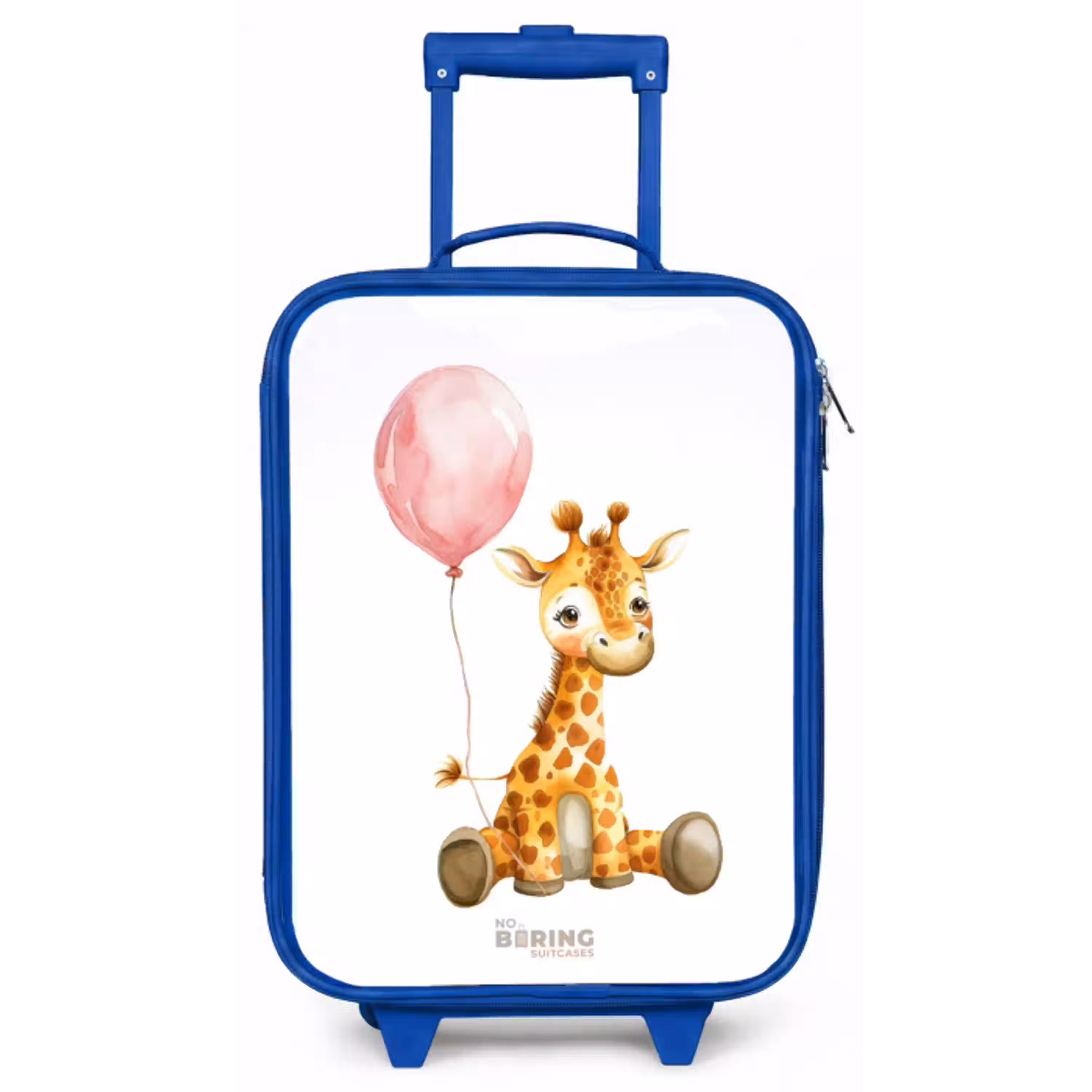 Giraffe met roze ballon Kinderkoffer - Blauw klein -zz3dotto
