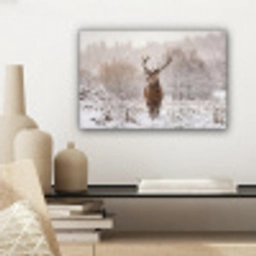 Edelhert - Bos - Sneeuw - Winter - Majestueus canvas 2cm klein -sfeer6