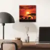 Savanne - Olifanten - Zonsondergang aluminium wit klein -sfeer5