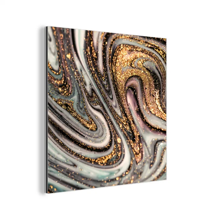 Marmerlook - Goud - Glitter - Luxe - Marmer - Wit aluminium wit klein -3d