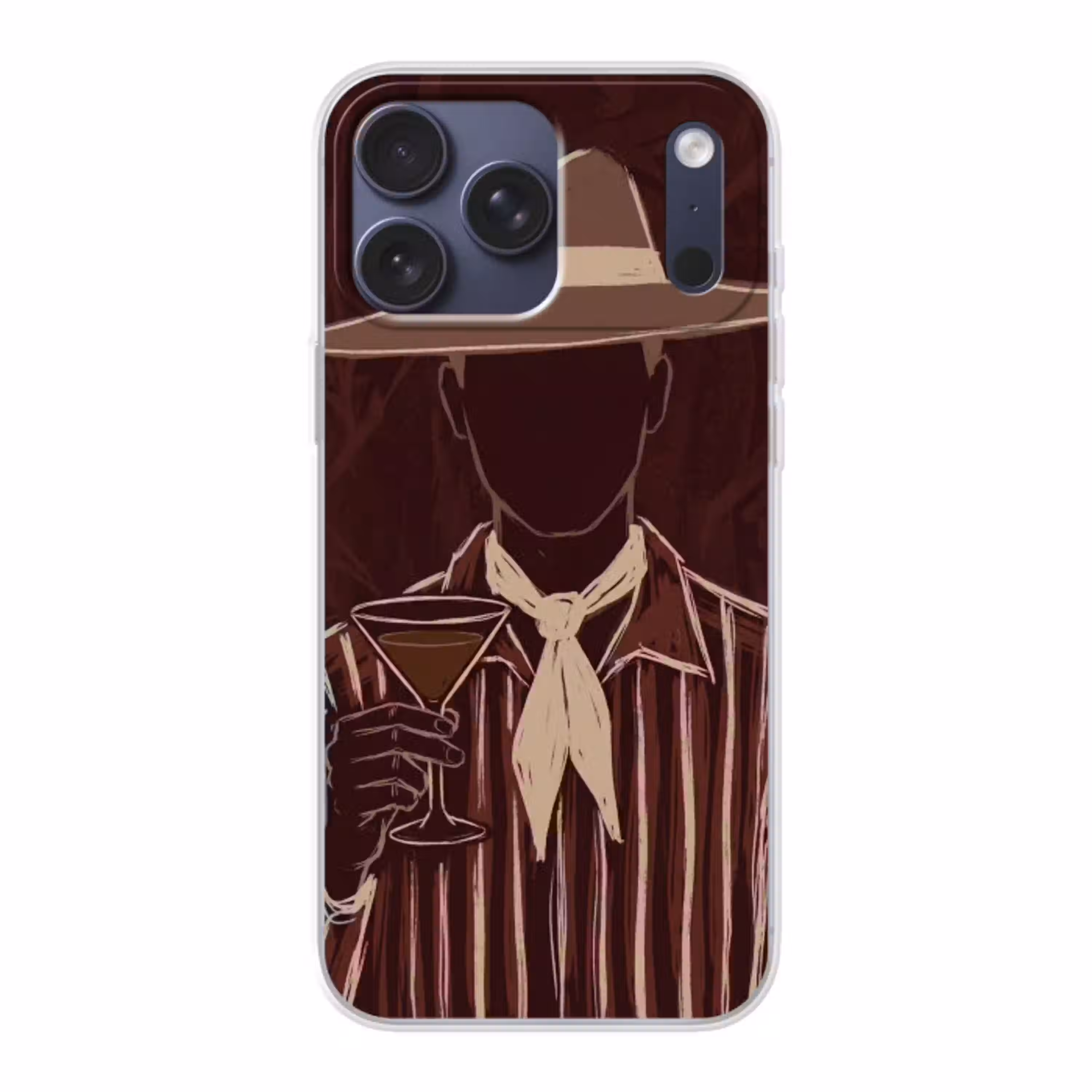 Mens - Hoed - Cocktail - Abstract - Bruin Telefoonhoesje iPhone 17 Pro Max klein -3d