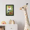 Jungle dieren - Planten - Kinderen - Olifant - Giraf - Leeuw fotolijst zwart zonder passe partout klein -usfeer4_kinderkamer