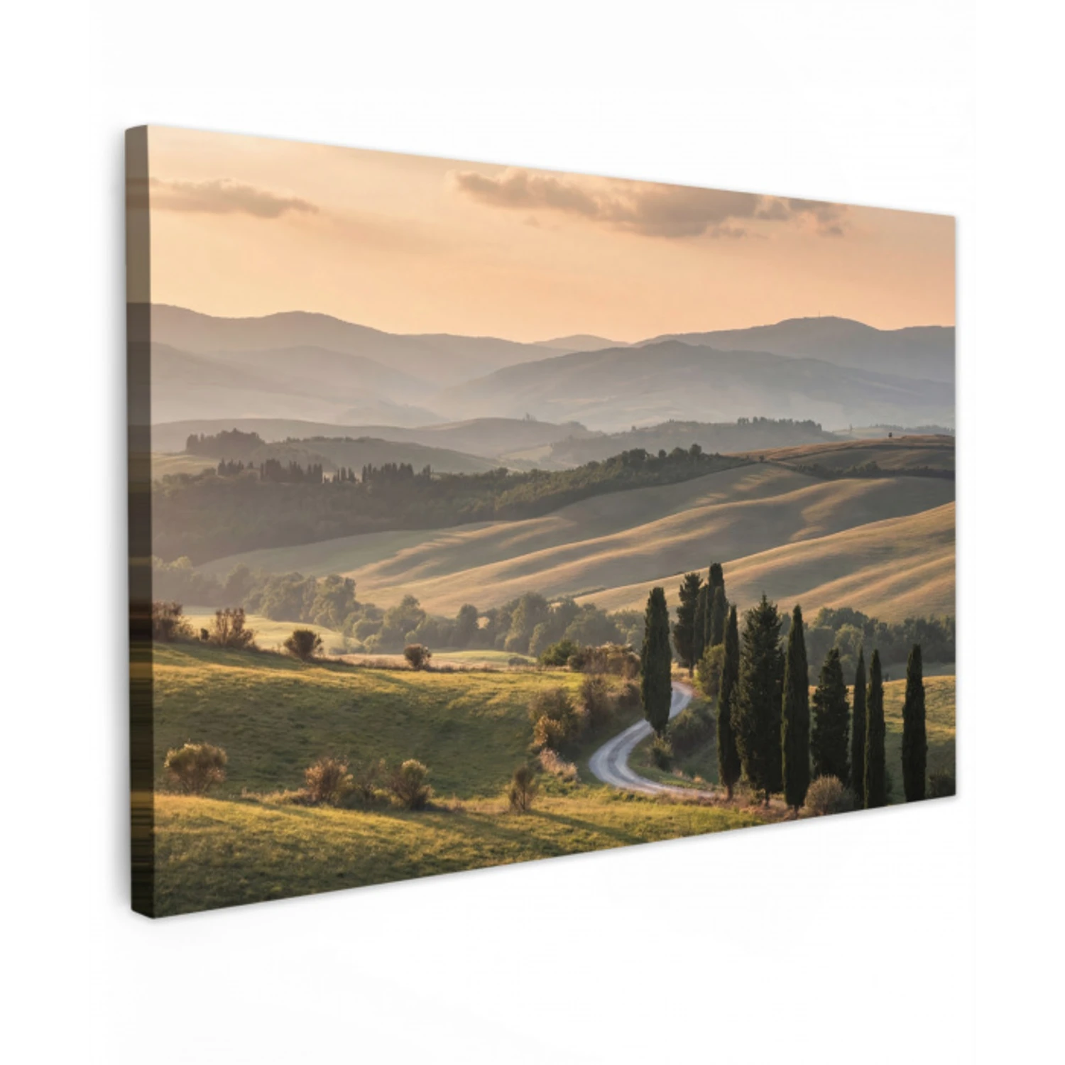 Toscaans - Landschap - Heuvels Tuinposter op houten frame 2 cm dik klein -3d
