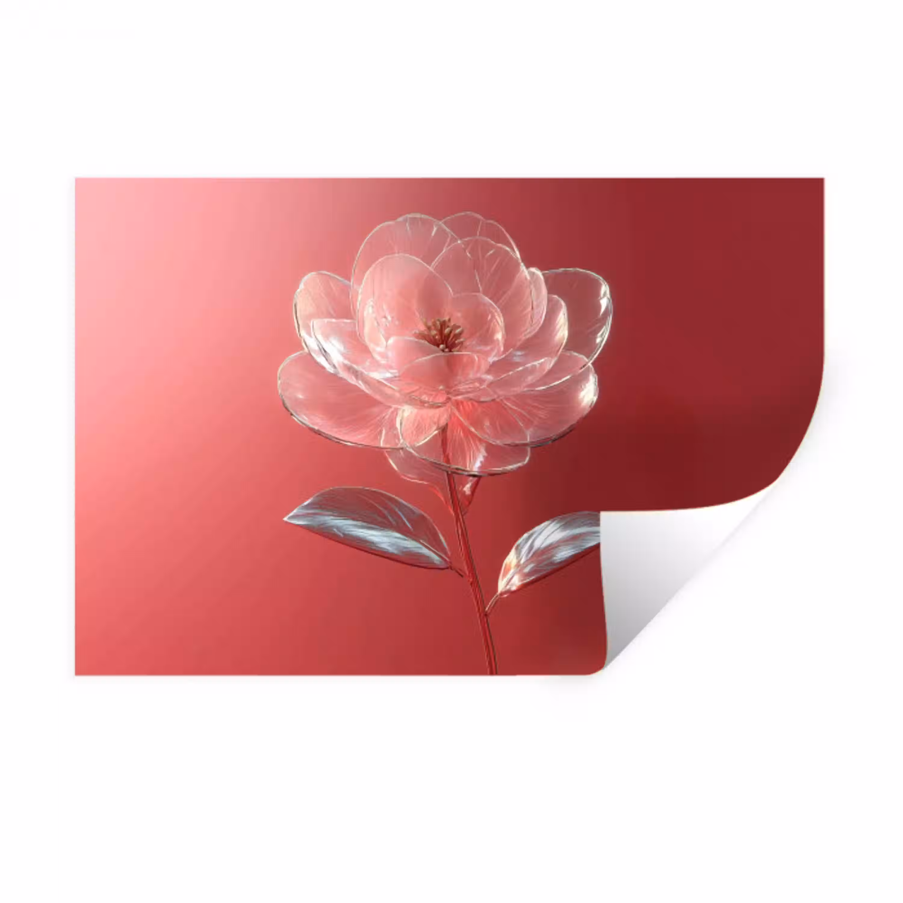Sierlijk - Bloem - Roze - Glazen Muursticker klein -3d