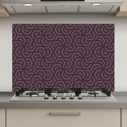 Paars - Geometrisch - Patroon - Donker keuken achterwand spatscherm klein 900 -3d_website