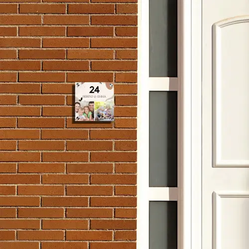 Zachte tinten met foto's - Klassiek Naambord Vierkant klein -sfeer3-XS