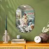 Retro - Blauw - Vrouw Wandcirkel Ovaal Forex klein -sfeer2