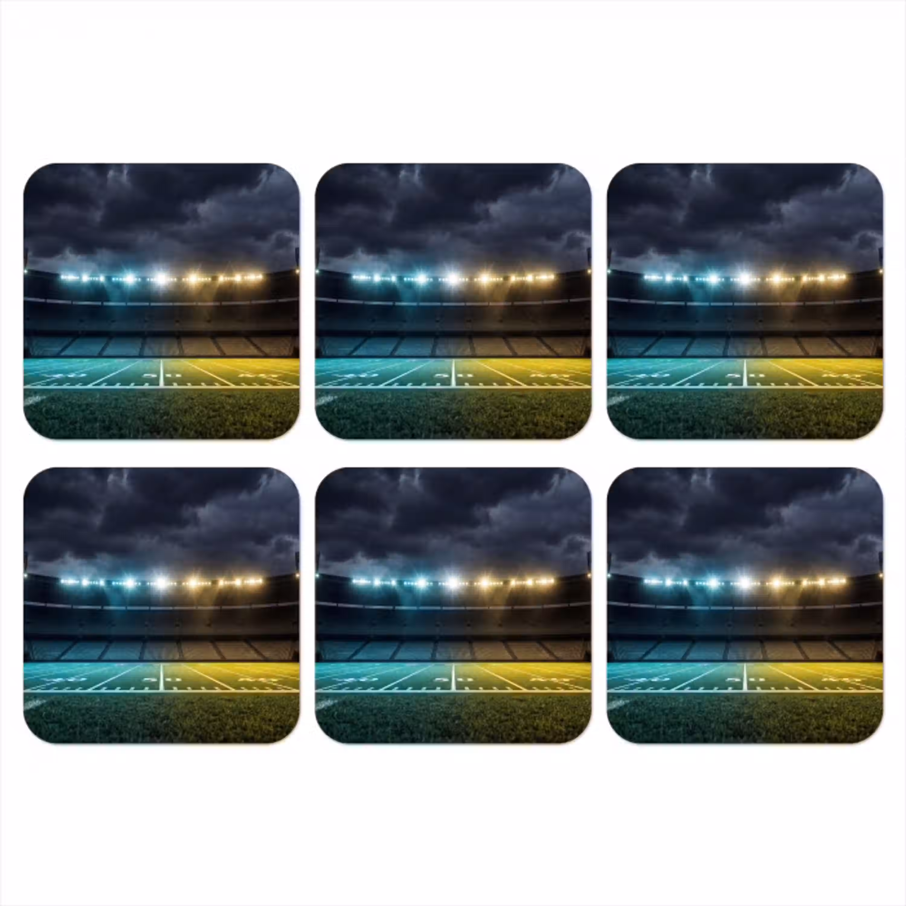 Voetbal - Stadion - Nacht - Modern onderzetter kurk middel -3d