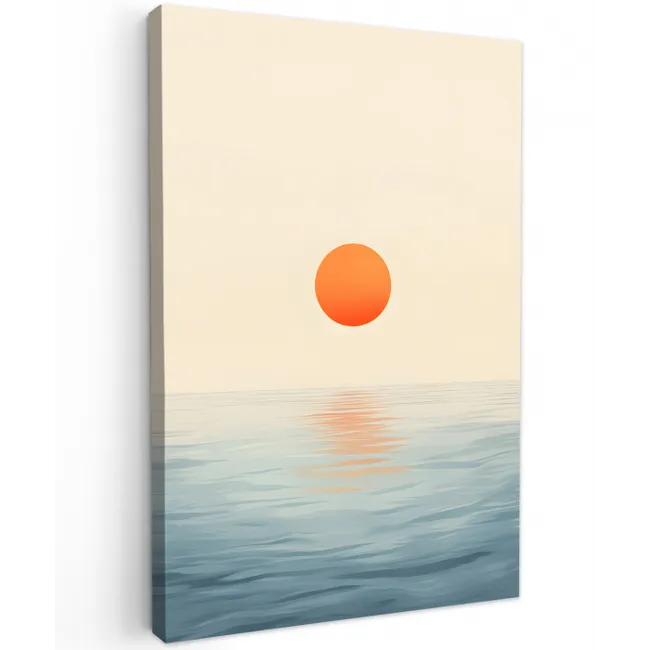 Zon - Oranje - Zee Tuinposter op houten frame 2 cm dik middel -3d