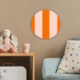 Strepen - Modern - Oranje Wandcirkel kunststof plaat 5mm dik klein 188 -tsfeer1_kind